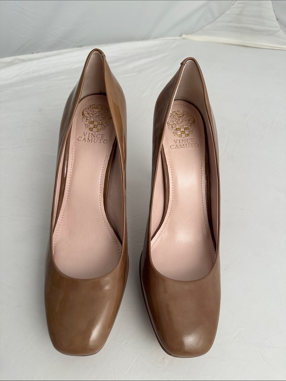 Vince Camuto latte patent leather style VC-PRAN platform heels 11